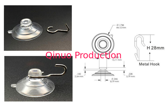 High duty reuseable 45 mm with metal hooks PVC plastic suction cup