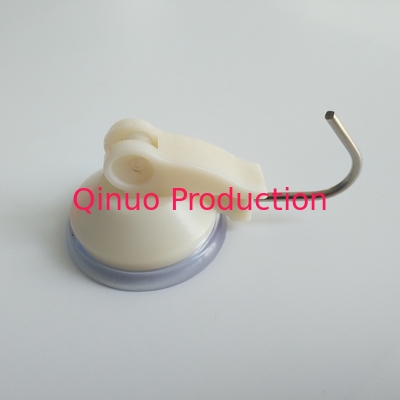 White Heavy Duty Vacuum Cups For Glass , Plastic Hook Tiny Suction Cups