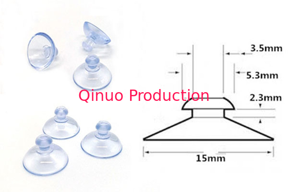 15 mm PVC mushroom head on window with hook options plastic suction cup for glass