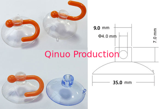 35 mm PVC with hole with plastic hook hanger on glass plastic suction cup