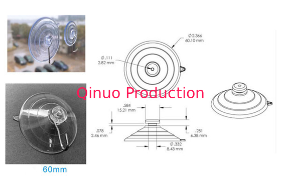High duty reuseable 60 mm with metal hooks PVC plastic suction cup