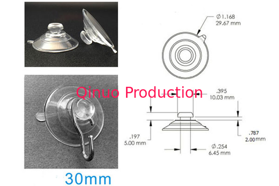 For hanging on glass window reuseable 30 mm with metal hooks PVC plastic suction cup