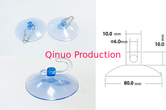 80 mm clear color with hole shape with D metal ring PVC plastic  suction cup